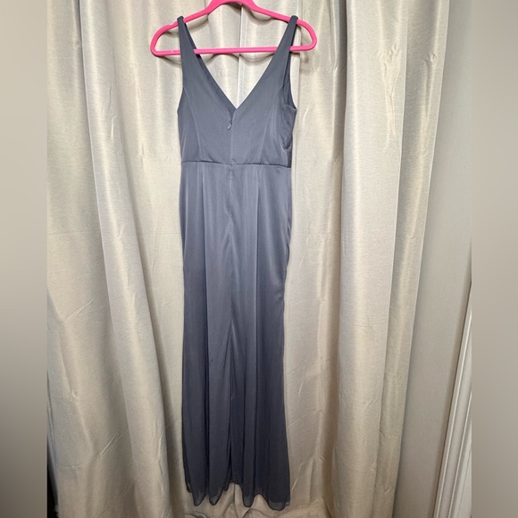 Azazie Leandra Steel Gray chiffon Gown - Picture 4 of 10